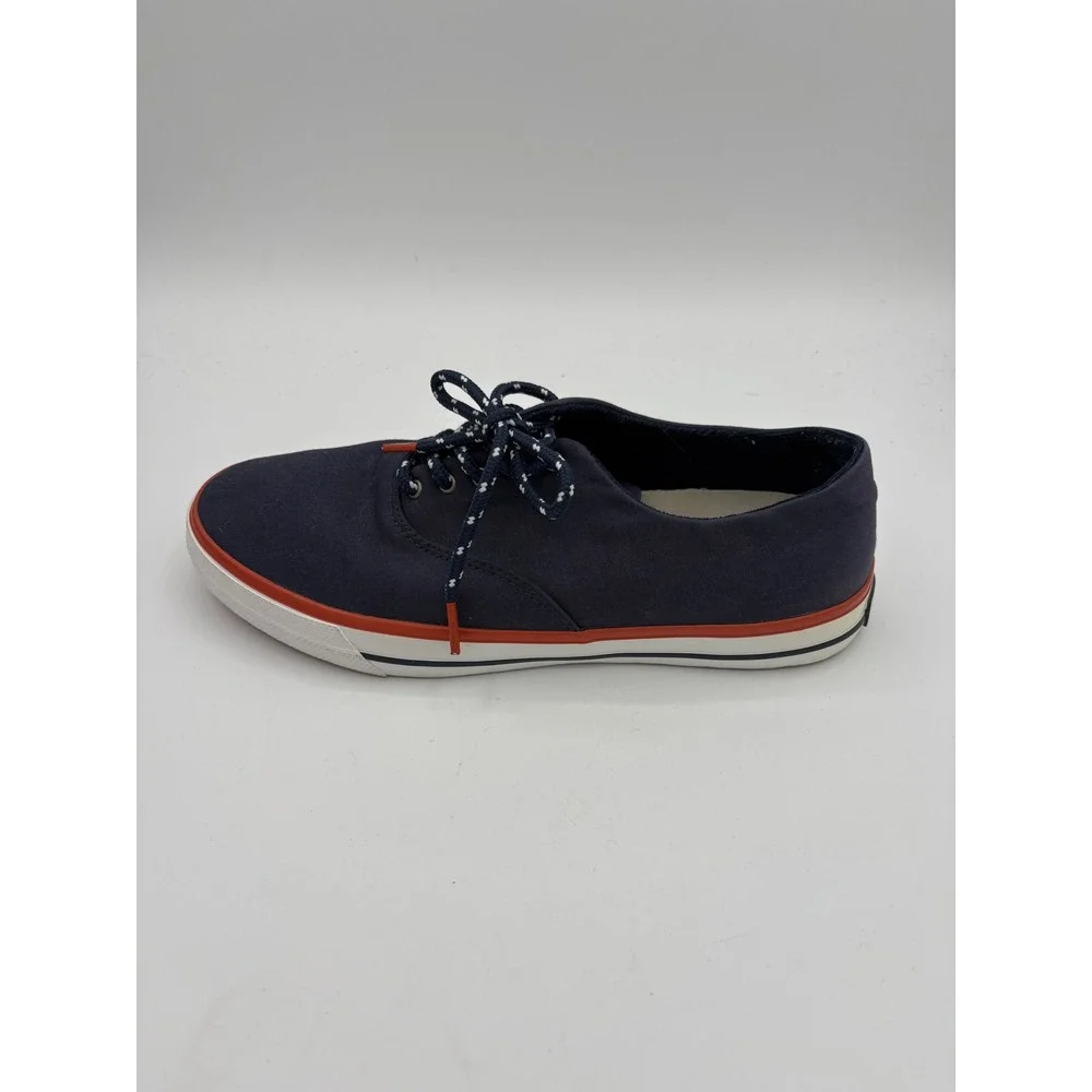 Sperry Sailing Club Mens 9 M Navy Blue Red Trim Canvas Deck Shoes STS17697